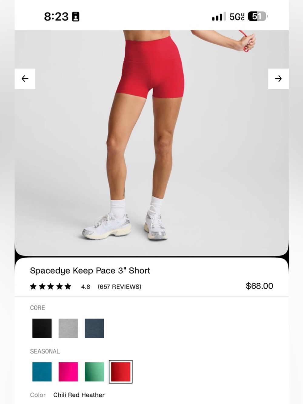 beyond yoga - S Spacedye Keep Pace 3" Short - Chili Red Heather